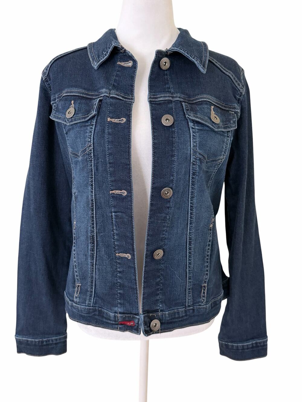 Wrangler Authentics Dark Wash Blue Women Stretch Denim Jacket Size M